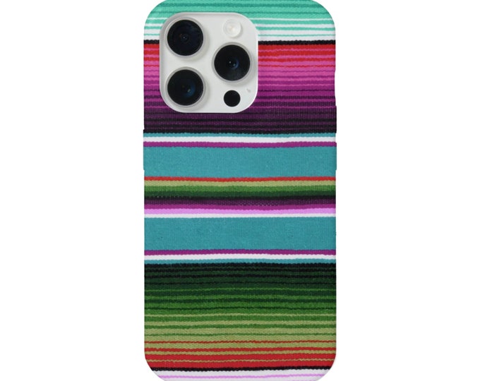 Serape iPhone 15, 14, 13, 12, 11, XS, XR P/Pro/Plus/Max MAGSAFE, Snap Case or Tough Protective Cover, Colorful Stripe/Striped Mexican Print