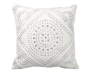 Batik Diamond Medallion Print Throw Pillow Cover, Off-White Gray