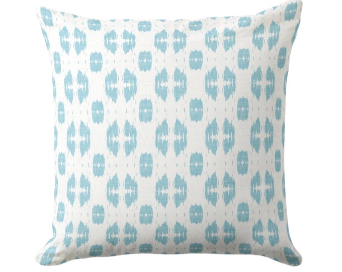 OUTDOOR Indies Print Throw Pillow Cover, Turquoise & White 16, 18, 20, 26" Sq Pillows/Covers, Bright Ikat/Geometric/Dots/Diamond Pattern