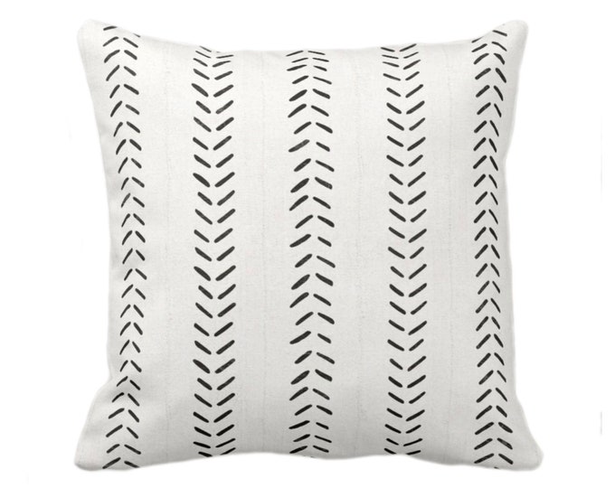 OUTDOOR Mud Cloth Printed Throw Pillow or Cover, Off-White/Black 16, 18, 20, 26" Sq Pillows or Covers, Mudcloth/Boho/Arrows/Tribal/Print