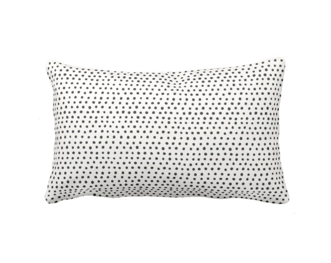 OUTDOOR Allover Dots Throw Pillow or Cover, Black & Ivory Print 14 x 20" Lumbar Pillows or Covers, Black/Gray/Grey/Off-White Dot/Geometric