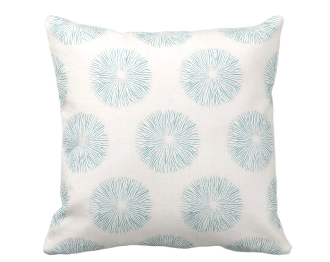 OUTDOOR Sea Urchin Throw Pillow/Cover, Off-White/Teal 14, 16, 18, 20, 26" Sq Pillows/Covers, Blue/Green Modern/Starburst/Geometric/Geo Print