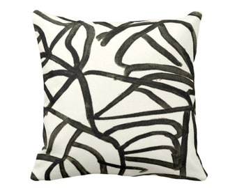 OUTDOOR Abstract Throw Pillow or Cover, Ivory/Charcoal 14, 16, 18, 20 or 26" Sq Pillows/Covers Painted Gray Modern/Lines/Geometric Print