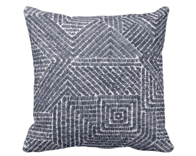 Tribal Geo Throw Pillow or Cover, Navy 16, 18, 20, 22 or 26" Sq Pillows or Covers, Dark Blue & White Scratch Geometric/Tribal/Batik/Geo/Boho