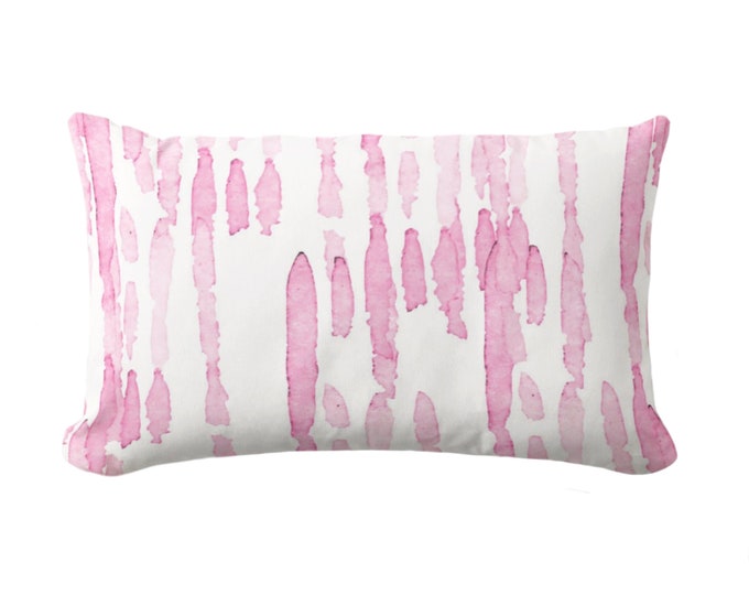 Waterfall Throw Pillow or Cover, Bright Pink 12 x 20" Lumbar Pillows or Covers, Watercolor Modern/Geometric/Geo/Organic/Abstract Print