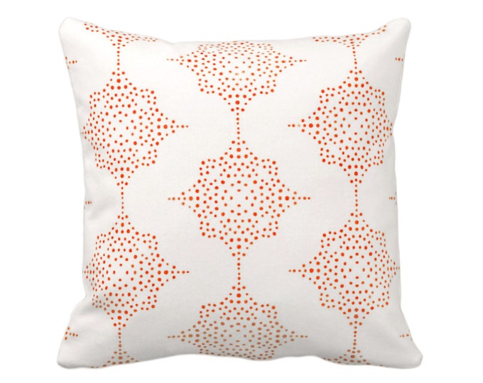 Block Print Stars Throw Pillow or Cover, Coral & Ivory 16, 18, 20, 22, 26" Sq Pillows/Covers, Earthy Orange Blockprint/Boho/Geometric Print