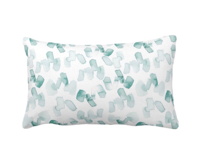 Watercolor Confetti Abstract Print Throw Pillow or Cover, Lagoon/White 12 x 20" Lumbar Pillows or Covers, Modern, Light Dusty Blue/Green