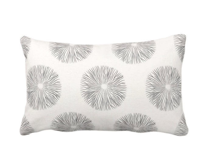 Sea Urchin Throw Pillow or Cover, Charcoal/Off-White 12 x 20" Lumbar Pillows or Covers, Black/Gray Abstract/Geometric/Geo/Modern Pattern