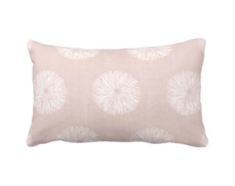 Sea Urchin Print Throw Pillow or Cover, Blush/White 12 x 20" Lumbar Pillows or Covers, Dusty Pink Abstract Geometric Pattern
