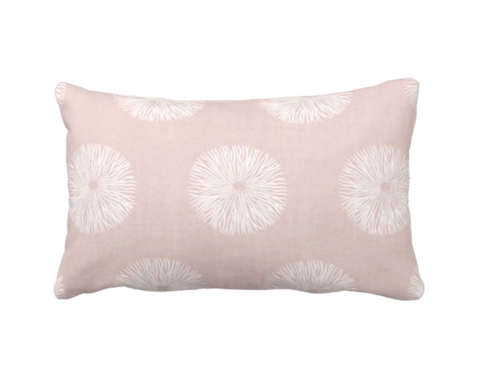 Sea Urchin Print Throw Pillow or Cover, Blush/White 12 x 20" Lumbar Pillows or Covers, Dusty Pink Abstract Geometric Pattern