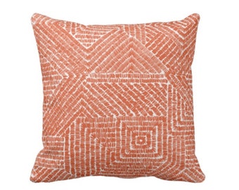 Tribal Geo Throw Pillow or Cover, Terracotta 16, 18, 20, 22 or 26" Sq Pillows or Covers, Dark Orange Geometric/Tribal/Batik/Geo/Boho/Diamond