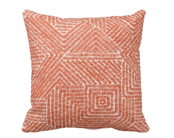 Tribal Geo Throw Pillow or Cover, Terracotta 16, 18, 20, 22 or 26" Sq Pillows or Covers, Dark Orange Geometric/Tribal/Batik/Geo/Boho/Diamond