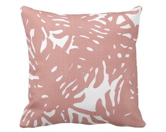 Palm Silhouette Throw Pillow or Cover Adobe Pink/White 16, 18, 20, 22, 26" Sq Pillows/Covers Dusty Tropical/Leaf/Leaves/Palms Print/Pattern