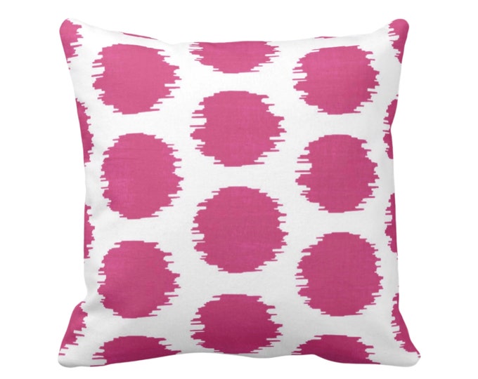 OUTDOOR Ikat Dot Throw Pillow or Cover, Magenta/White 14, 16, 18, 20, 26" Sq Pillows/Covers Geometric/Geo/Spots/Boho/Tribal Print/Pattern