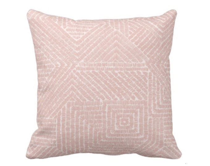 OUTDOOR Tribal Geo Throw Pillow or Cover, Rose 14, 16, 18, 20, 26" Sq Pillows/Covers Blush Pink Geometric/Tribal/Batik/Boho/Diamond/Lines