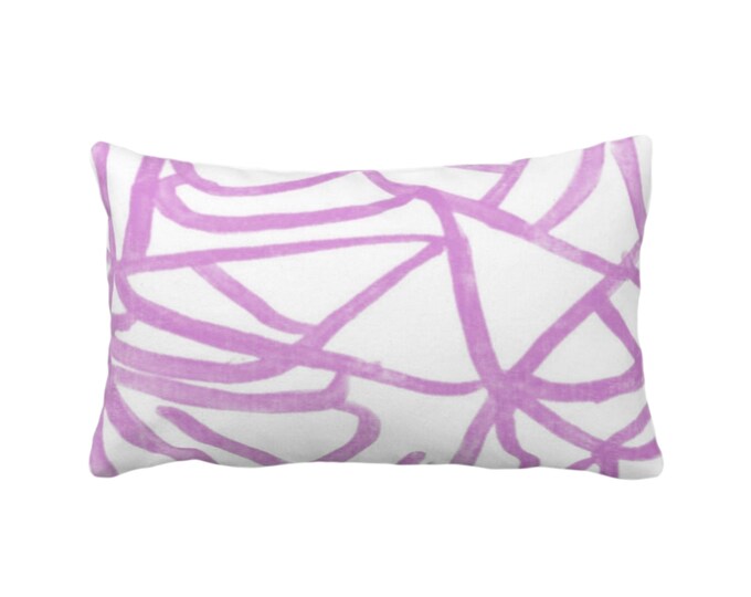 OUTDOOR Abstract Throw Pillow or Cover, White/Orchid 14 x 20" Lumbar Pillows/Covers Print Purple Painted Aqua Abstract Geometric/Geo/Lines