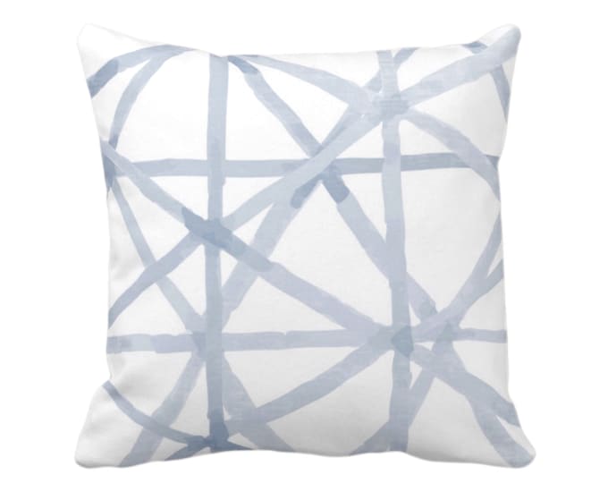 OUTDOOR Painted Lines Throw Pillow or Cover, White/Chambray 16, 18, 20, 26" Sq Pillows/Covers, Light Blue Modern/Geometric/Geo Print