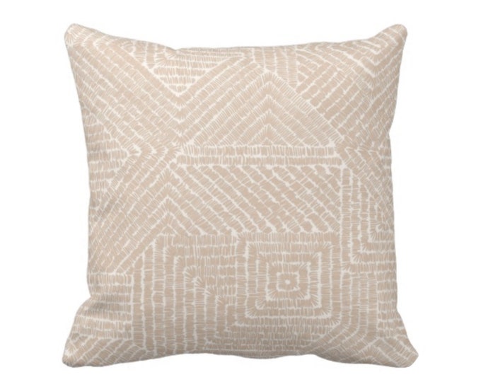 Tribal Geo Throw Pillow or Cover, Sand 16, 18, 20, 22 or 26" Sq Pillows or Covers, Light Beige/Flax Scratch Geometric/Tribal/Batik/Geo/Boho