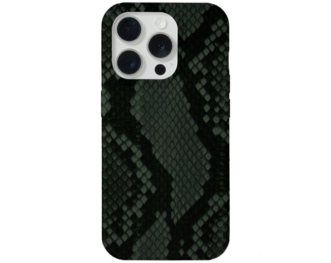 Snakeskin iPhone 15, 14, 13, 12, 11 Mini/Pro/Max/Plus/P MAGSAFE, Snap Case or Tough Protective Cover Green/Black Snake/Animal Print/Design