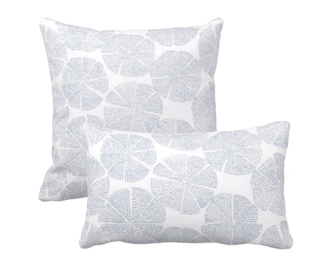 OUTDOOR Block Print Floral Throw Pillow or Cover, Chambray/Off-White Square or Lumbar Pillows/Covers Dusty Blue Batik/Boho/Geo Print
