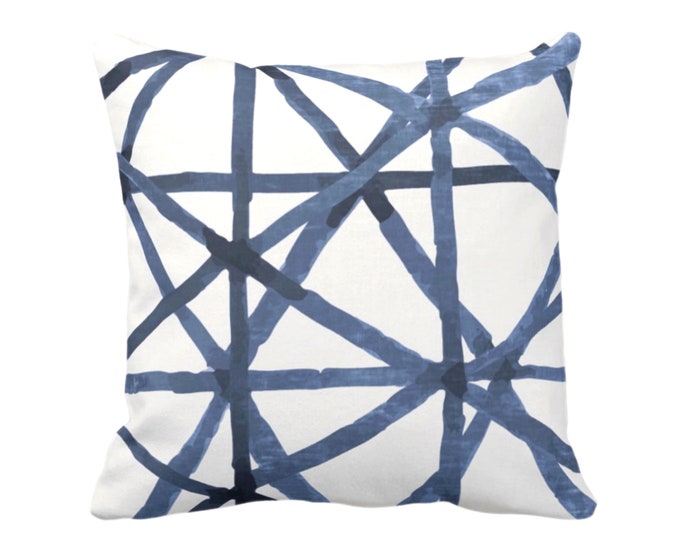 OUTDOOR Painted Lines Throw Pillow or Cover, White/Navy 16, 18, 20, 26" Sq Pillows/Covers, Dark Blue Modern/Star/Geometric/Geo Print