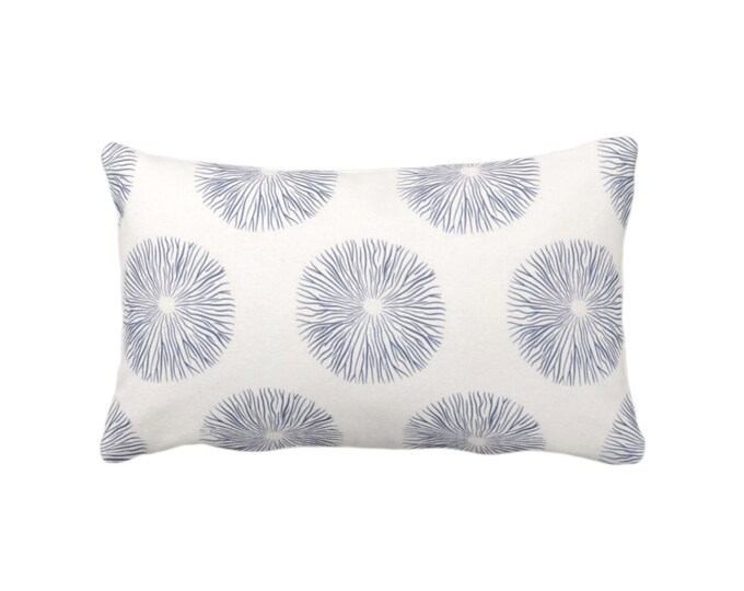 OUTDOOR Sea Urchin Print Throw Pillow or Cover, Navy/White 14 x 20" Lumbar Pillows/Covers, Dark Blue Abstract Geometric Pattern