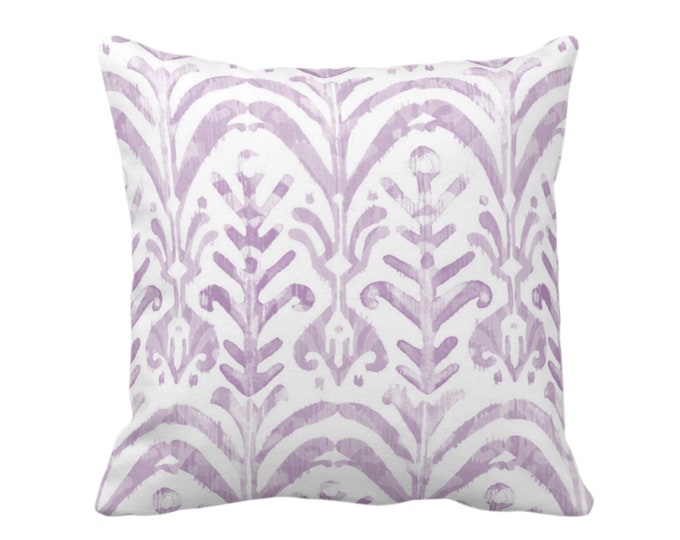 Watercolor Print Throw Pillow or Cover, Lavender/White 16, 18, 20, 22 or 26" Sq Pillows or Covers, Hand-Dyed Effect, Light/Dusty Purple Ikat