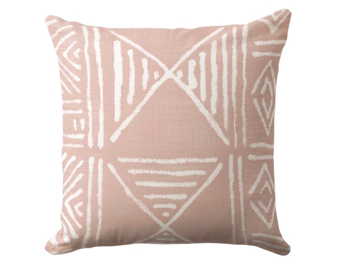 OUTDOOR Mud Cloth Printed Throw Pillow/Cover, Stone Pink Lines 16, 18, 20, 26" Sq Pillows/Covers Mudcloth/Boho/Geometric/African Design