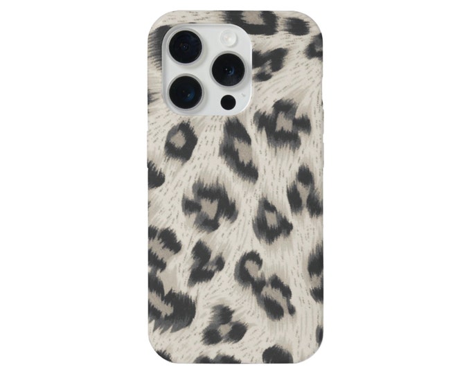 Taupe Leopard iPhone 15, 14, 13, 12, 11, X Pro/Max/Plus/P MAGSAFE, Snap Case or TOUGH Protective Cover, Gray/Beige Animal Print/Pattern