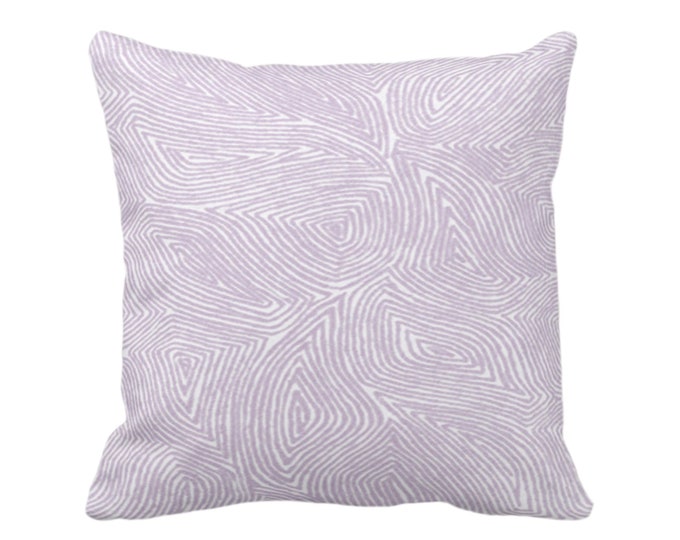 Sulcata Geo Throw Pillow or Cover, Dusty Purple & White 16, 18, 20, 22, 26" Sq Pillows/Covers, Abstract Geometric/Tribal/Lines/Wavy Pattern