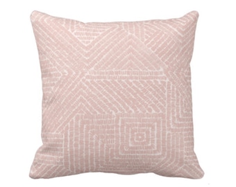 Dusty Rose Subtle Geo Pillow Cover, Blush Pink Batik