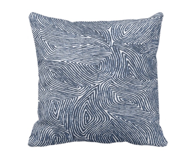 Sulcata Geo Throw Pillow or Cover, Navy & White 16, 18, 20, 22 or 26" Sq Pillows/Covers, Dark Blue Abstract Geometric/Tribal/Lines/Wavy/Boho