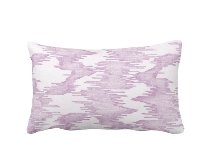 READY 2 SHIP Ikat Print Throw Pillow Cover, Purple/White 14 x 20" Lumbar Covers Painted, Abstract/Modern/Lines/Geo/Ikat/Water Stripe Pattern