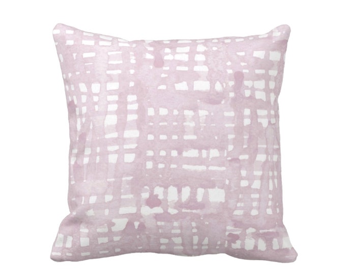 OUTDOOR Watercolor Grid Throw Pillow or Cover, Mineral Mauve/White Pattern 16, 18, 20, 26" Square Pillows/Covers, Iced/Dusty Pink/Purple