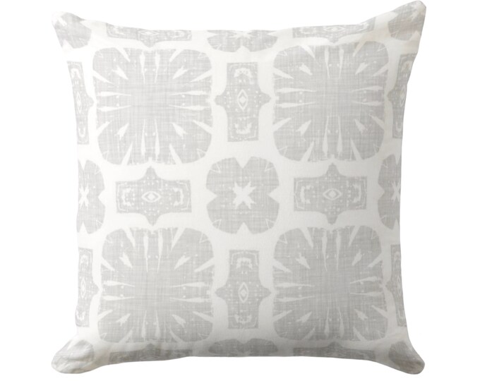 Weaver Floral Throw Pillow or Cover Light Gray/White 18, 22 or 26" Sq Pillows or Covers, Grey Medallion/Geometric/Star/Preppy Print/Pattern
