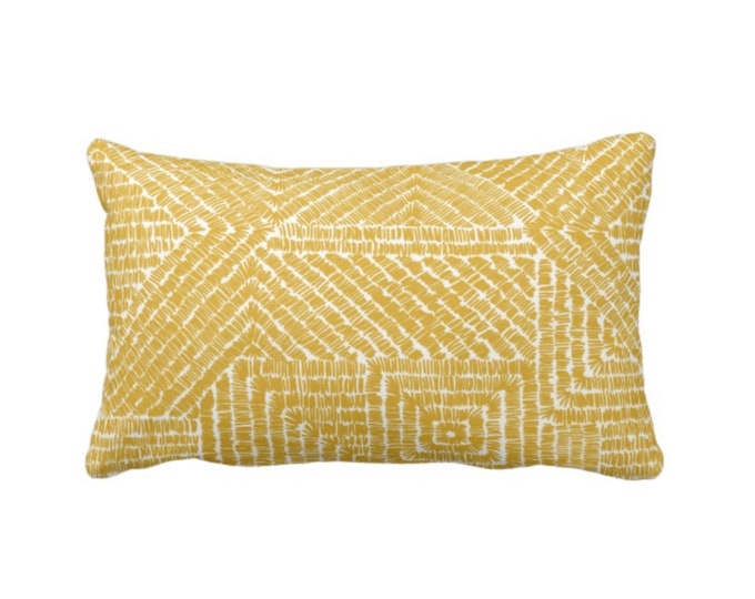 OUTDOOR Tribal Geo Throw Pillow or Cover, Citron 14 x 20" Lumbar Pillows/Covers, Yellow/Mustard Geometric/Batik/Geo/Diamond Pattern/Print