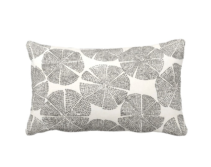 OUTDOOR Blockprint Floral Throw Pillow or Covers, Charcoal/Natural White 14 x 20" Lumbar Pillows or Covers, Block/Batik/Medallion Print