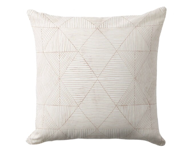 OUTDOOR Fine Line Geo Print Throw Pillow or Cover 14, 16, 18, 20 or 26" Sq Pillows/Covers Beige/White Minimal/Geometric/Geo/Modern Pattern