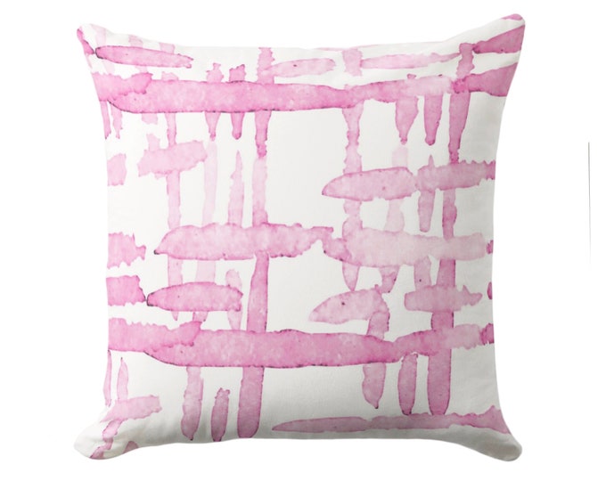 OUTDOOR Hashtag Throw Pillow or Cover, Bright Pink/White 16, 18, 20, 26" Sq Pillows/Covers, Modern/Geometric/Abstract/Watercolor Geo Print