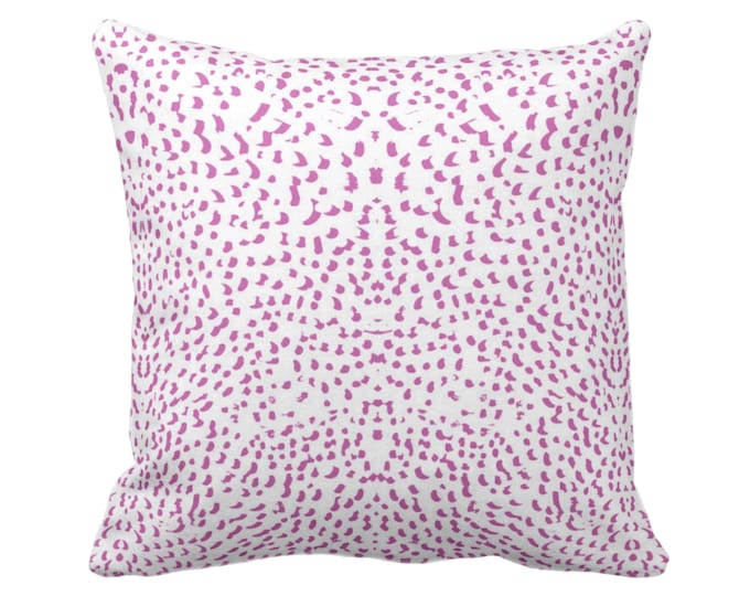 OUTDOOR Mirrored Abstract Animal Print Throw Pillow/Cover 14, 16, 18, 20, 26" Sq Pillow/Covers, Bright Pink/White Spotted/Dots/Spots/Dot