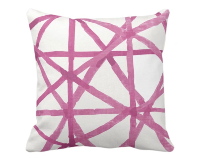 Painted Lines Throw Pillow or Cover, White/Bright Pink 16, 18, 20, 22, 26" Sq Pillows/Covers, Modern/Starburst/Geometric/Geo/Abstract Print