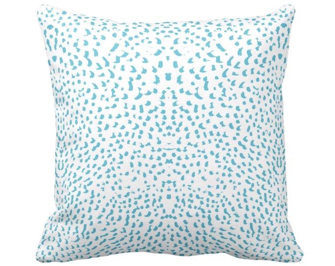 OUTDOOR Mirrored Abstract Animal Print Throw Pillow/Cover 14, 16, 18, 20, 26" Sq Pillow/Covers, Turquoise/White Spotted/Dots/Spots/Geo/Dot