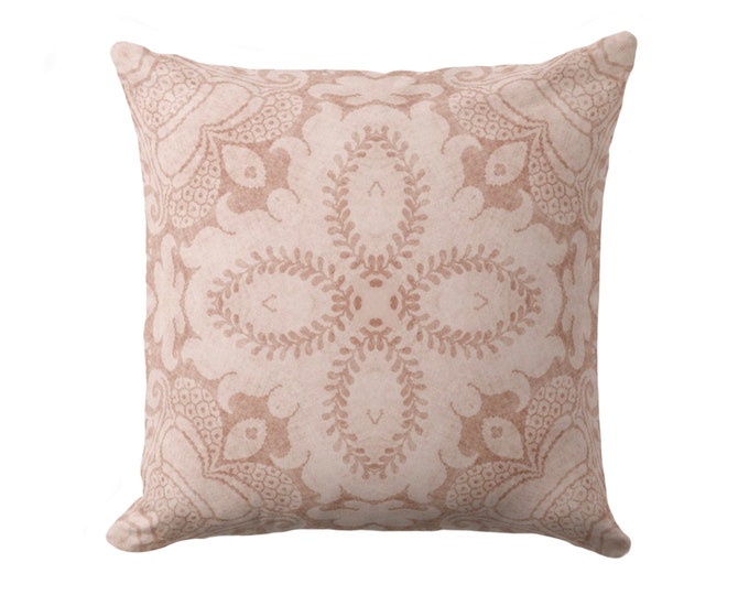 Nouveau Damask Throw Pillow or Cover, Faded Terracotta 16, 18, 20, 22 or 26" Sq Pillows or Covers, Adobe Floral/Modern/Organic Print/Pattern