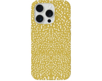 Mirrored Spots iPhone 15, 14, 13, 12, 11, XS P/Pro/Plus/Max MAGSAFE, Snap Case or TOUGH Protective Cover Bright Dijon/White Animal/Spotted