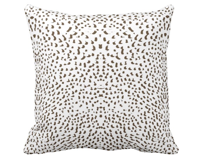 Mirrored Abstract Animal Print Throw Pillow or Cover 16, 18, 20, 22, 24 or 26" Sq Pillows/Covers, Cocoa/White Spots/Spotted/Dots/Dot/Geo