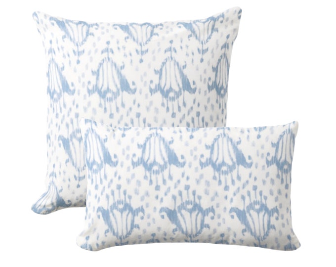 OUTDOOR Tulips Throw Pillow or Cover, Light French Blue Square or Lumbar Pillows/Covers, Ikat/Blockprint/Floral/Block/Animal Spots Print