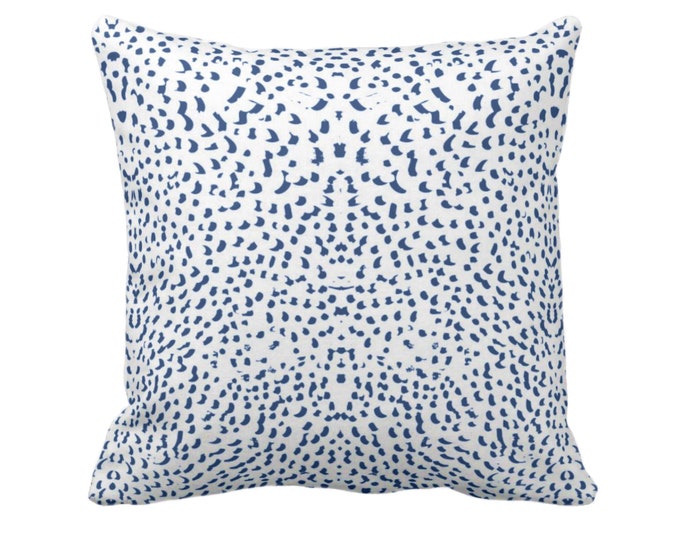 Mirrored Abstract Animal Print Throw Pillow or Cover 16, 18, 20, 22, 24 or 26" Sq Pillows/Covers, Navy Blue/White Spots/Spotted/Dots/Dot/Geo