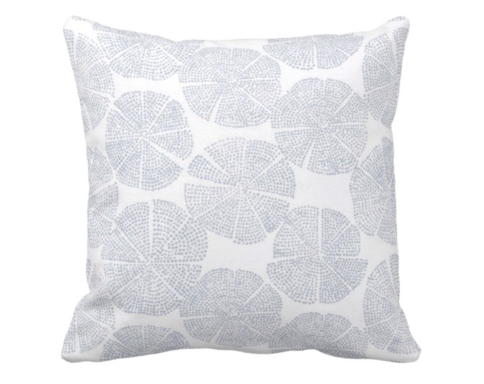 Block Print Throw Pillow or Cover, Geo/Circles Chambray/Off-White 16, 18, 20, 22, 26" Sq Pillows/Covers Dusty Blue Blockprint/Batik/Boho