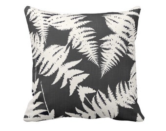 Fern Silhouette Throw Pillow or Cover, Charcoal/Ivory 16, 18, 20, 22 or 26" Sq Pillows or Covers, Leaf/Leaves/Modern/Botanical Print