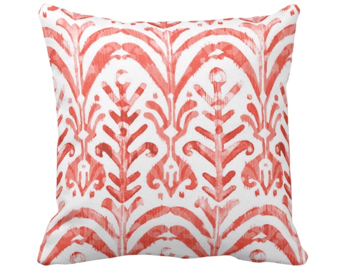 Watercolor Print Throw Pillow or Cover, Coral/White 16, 18, 20, 22 or 26" Sq Pillows or Covers, Hand-Dyed Effect, Pink/Orange/Red